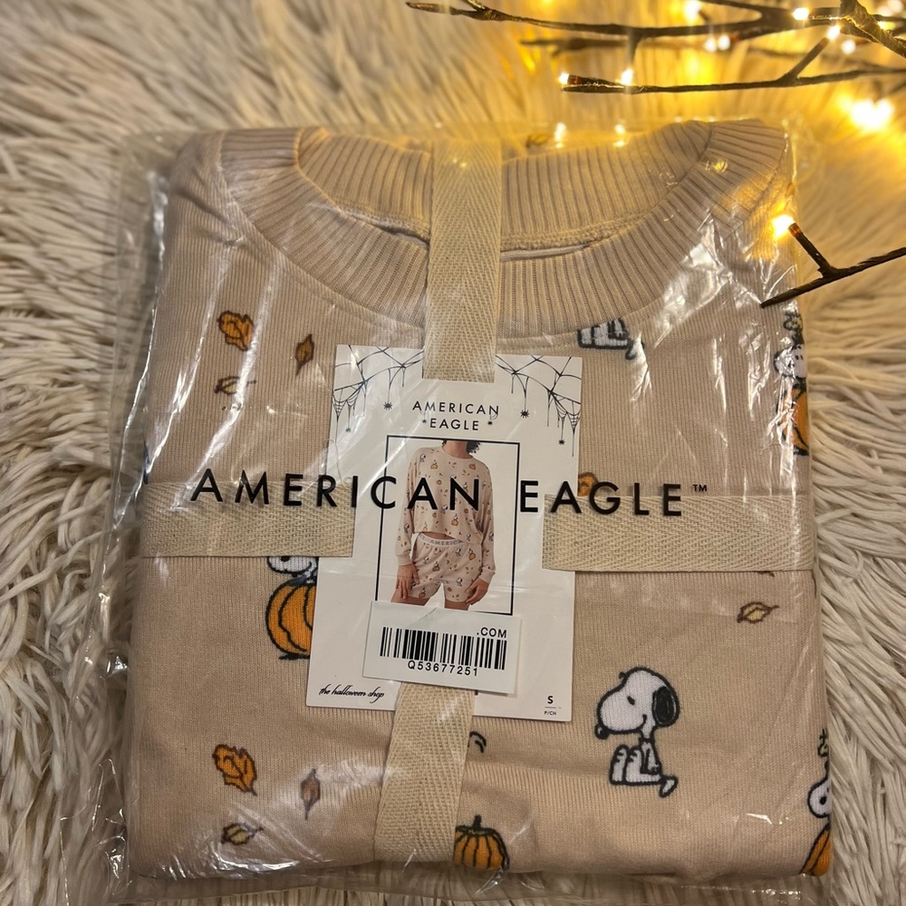 NWT SIZE S American Eagle Peanuts Fall Pumpkin PJ Set